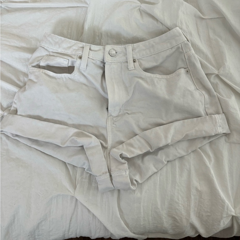 White jean shorts